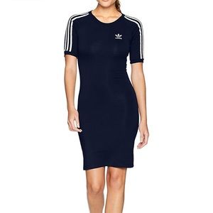 Adidas Women's Three Stripe Dress, Small, Navy blue.